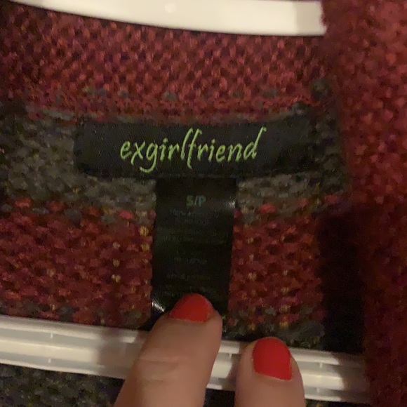 Red & grey knitted cardigan. Size small. - Picture 2 of 4